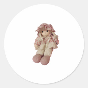 1980's Roze Speelgoed Doll Ronde Sticker