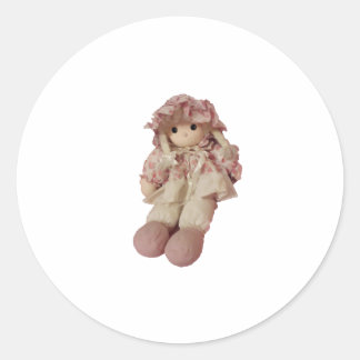 1980's Roze  Speelgoed Doll Ronde Sticker