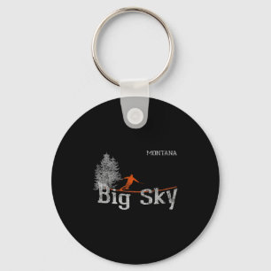 1980s Style Big Sky Montana Skiën T Shirt Sleutelhanger