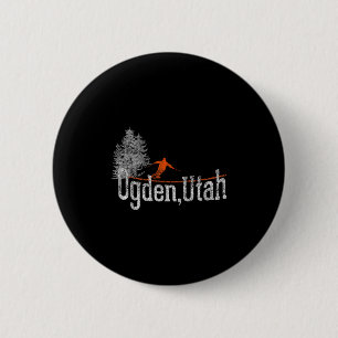 1980s Style Ogden Utah Skiën Ronde Button 5,7 Cm