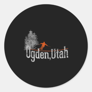 1980s Style Ogden Utah  Skiën Ronde Sticker