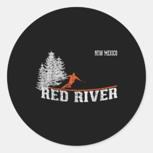 1980s Style Red River Nm Skiën Ronde Sticker