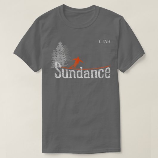 1980s Style Sundance Utah Skiing T-shirt (Design voorkant)