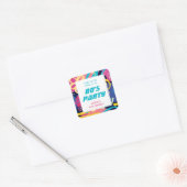 1980s Theme Bright Doodles Retro Verjaardagsfeest Vierkante Sticker (Envelop)