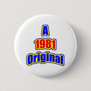 1981 Origineel Bl Red Ronde Button 5,7 Cm