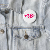 1981 Retro 80s Pin Button helder roze (In situ)