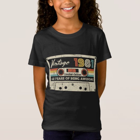  1981 Retro Cassette 40e verjaardag 40 jaar T-shirt (Voorkant)