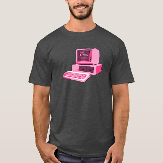 1981 Roze Retro Computer T-Shirt (Voorkant)