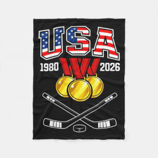 1982 2026 Hockey Vintage Usa Gekruiste Sticks Fleece Deken