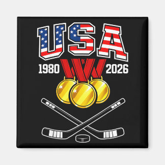1982 2026 Hockey Vintage Usa Gekruiste Sticks Magneet