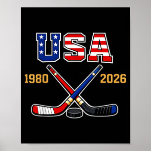 1982 2026 Hockey Vintage Usa Gekruiste Sticks Poster