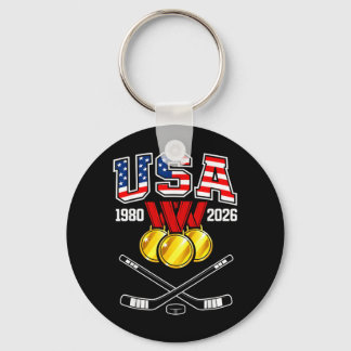 1982 2026 Hockey Vintage Usa Gekruiste Sticks Sleutelhanger