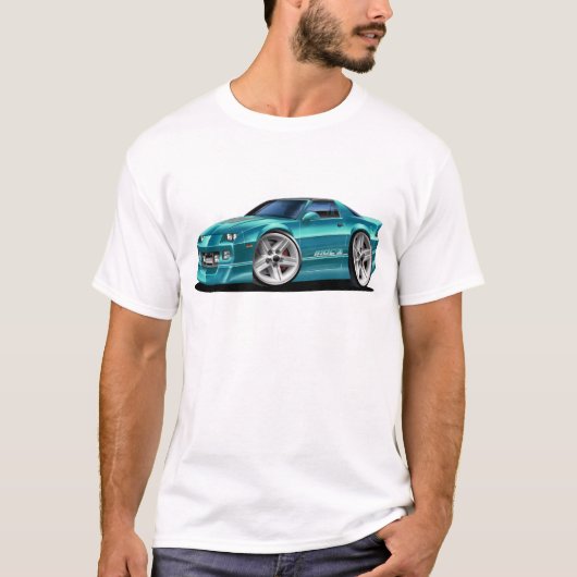 1982-92 Blauwgroen auto van Camaro T-shirt (Voorkant)