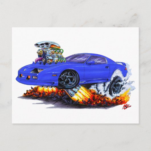 1982-92 Camaro Blue Car Briefkaart (Voorkant)