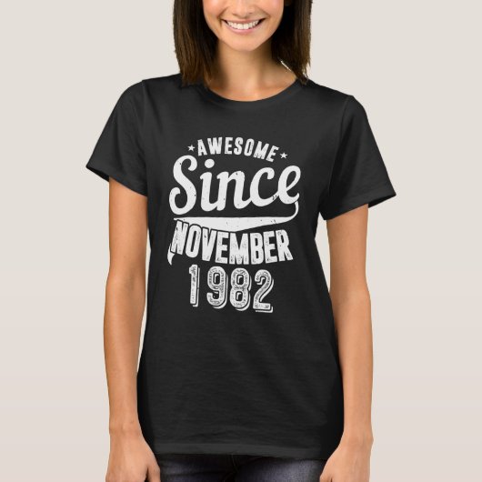 1982 Geweldige sinds november Happy My 40th T-shirt (Voorkant)