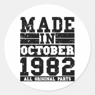1982  Gezegde van Birthday oktober Ronde Sticker