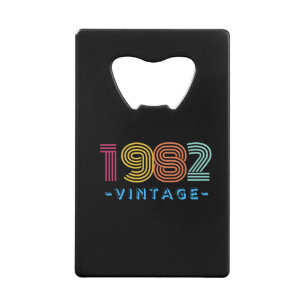 1982 Retro Streep Regenboog Neon Cijfers Cadeau Kredietkaart Flessenopener