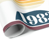 1983 Retro Stripe Zon Verjaardag Cadeaupapier (Rol Hoek)