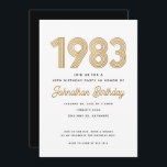 1983 White Black Gold 40th Birthday Invitation<br><div class="desc">Célébrez avec ces invitations 1983 inspirées des 40ème anniversaire.</div>