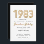 1983 White Black Gold 40th Birthday Invitation<br><div class="desc">Célébrez avec ces invitations 1983 inspirées des 40ème anniversaire.</div>