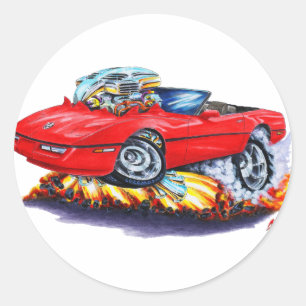 1984-93 Corvette Red Convertible Ronde Sticker