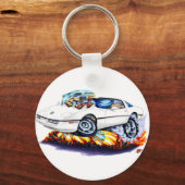 1984-93 Corvette White Car Sleutelhanger (Voorkant)