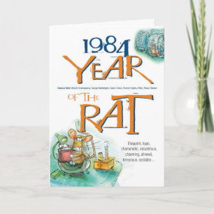 1984 Chinese Zodiac Rat Grappige Verjaardag Kaart