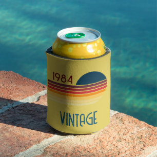  1984 gele Retro Stripe Sun Blikjeskoeler