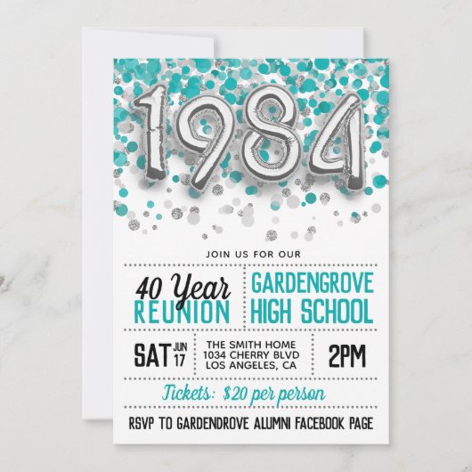 1984 High School College Reunion Uitnodiging (Voorkant)