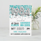 1984 High School College Reunion Uitnodiging (Staand voorkant)