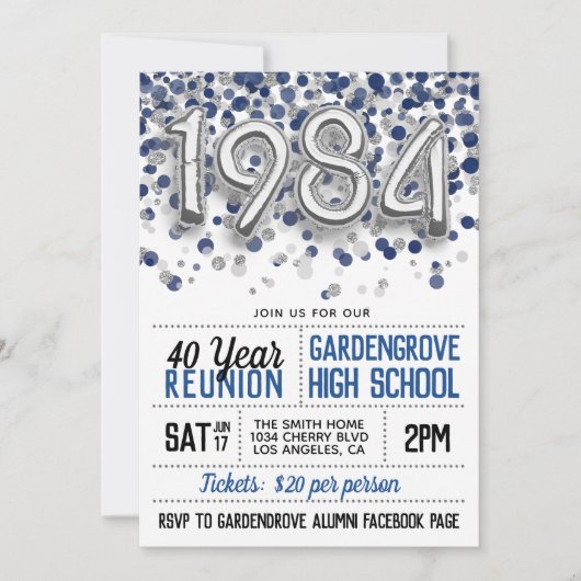 1984 High School College Reunion Uitnodiging (Voorkant)