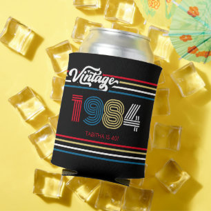 1984 Retro Stripe Custom Age - Jaar Blikjeskoeler