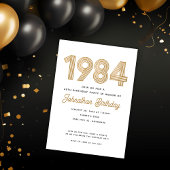 1984 White Black Gold 40th Birthday Invitation
