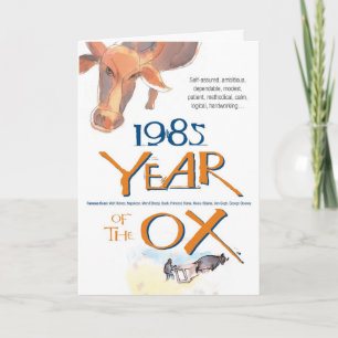 1985 de Chinese Grappige Verjaardag van de Os van Kaart