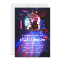 1985 Disco Ball 40th Birthday Party Invitation