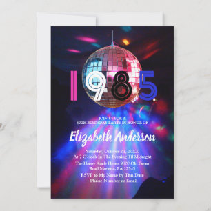 1985 Disco Ball 40th Birthday Party Invitation