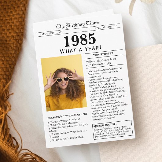 1985 Kranten verjaardagskaart Kaart