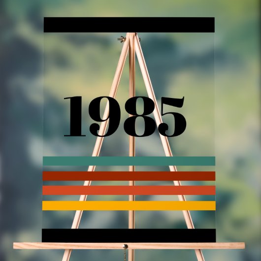 1985 Retro Stripe  Acryl Bord (Neutraal)