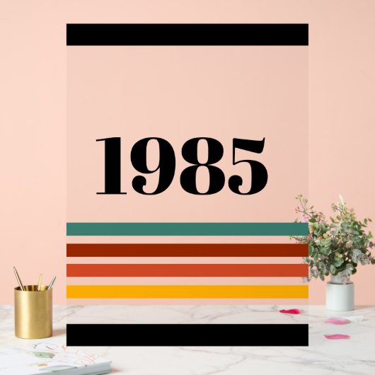 1985 Retro Stripe  Acryl Bord (Huwelijk)
