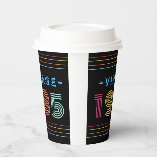 1985  Retro Stripe Neon Bright Papieren Bekers (Links)
