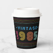 1985 Retro Stripe Neon Bright Papieren Bekers (Achterkant)