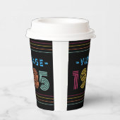 1985 Retro Stripe Neon Bright Papieren Bekers (Rechts)