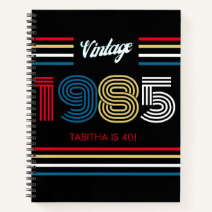 1985 Retro Stripe Numbers 1985 Spiral Notitieboek