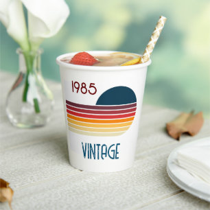  1985 Retro Stripe Sun Papieren Bekers