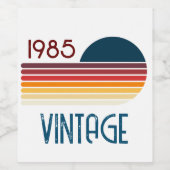  1985 Retro Stripe Sun Wijn Etiket (Enkel label)