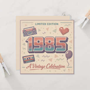 1985 Vintage Verjaardagskaart – Retro 80s Limitied