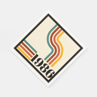 1986 40e verjaardag Retro streep Vintage  Servet