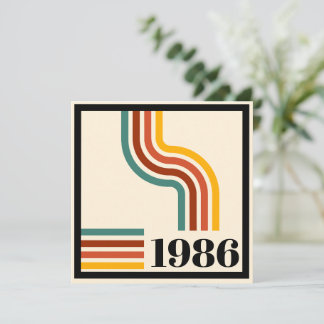 1986 60e verjaardag Retro streep Vintage  Kaart