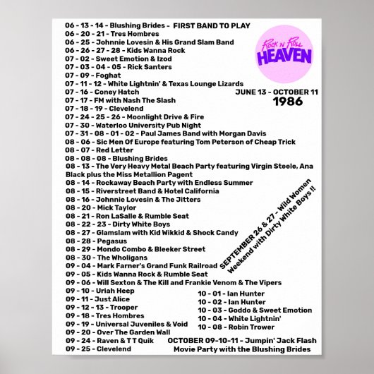 1986 DEEL 1 - ROCK'N'ROLL HEAVEN POSTER (Voorkant)