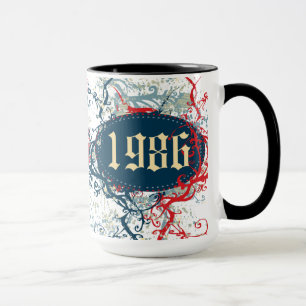 1986 Geboortejaar of sinds 1986 of in 1986 Mok